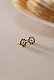 Heliophilia Silver Pendientes Plata de Ley 925 Baño Oro Dorados y Azul Oscuro NRZ999858 Elegantes